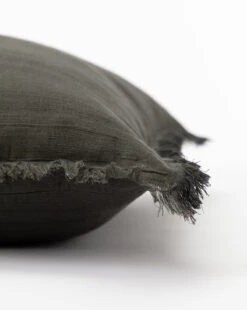 Abbey Silk Fringe Pillow Cover -Bloomingville Shop AbbeySilkFringePillowCover MPLW0437 GRY 24x24 D1