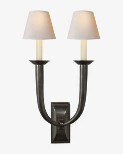 French Deco Horn Double Sconce