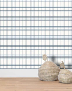 Rigby Plaid Print Wallpaper 12 Rigby Plaid Print Wallpaper -Bloomingville Shop KidsWallpaper 60 Rugby Plaid Light Blue R1