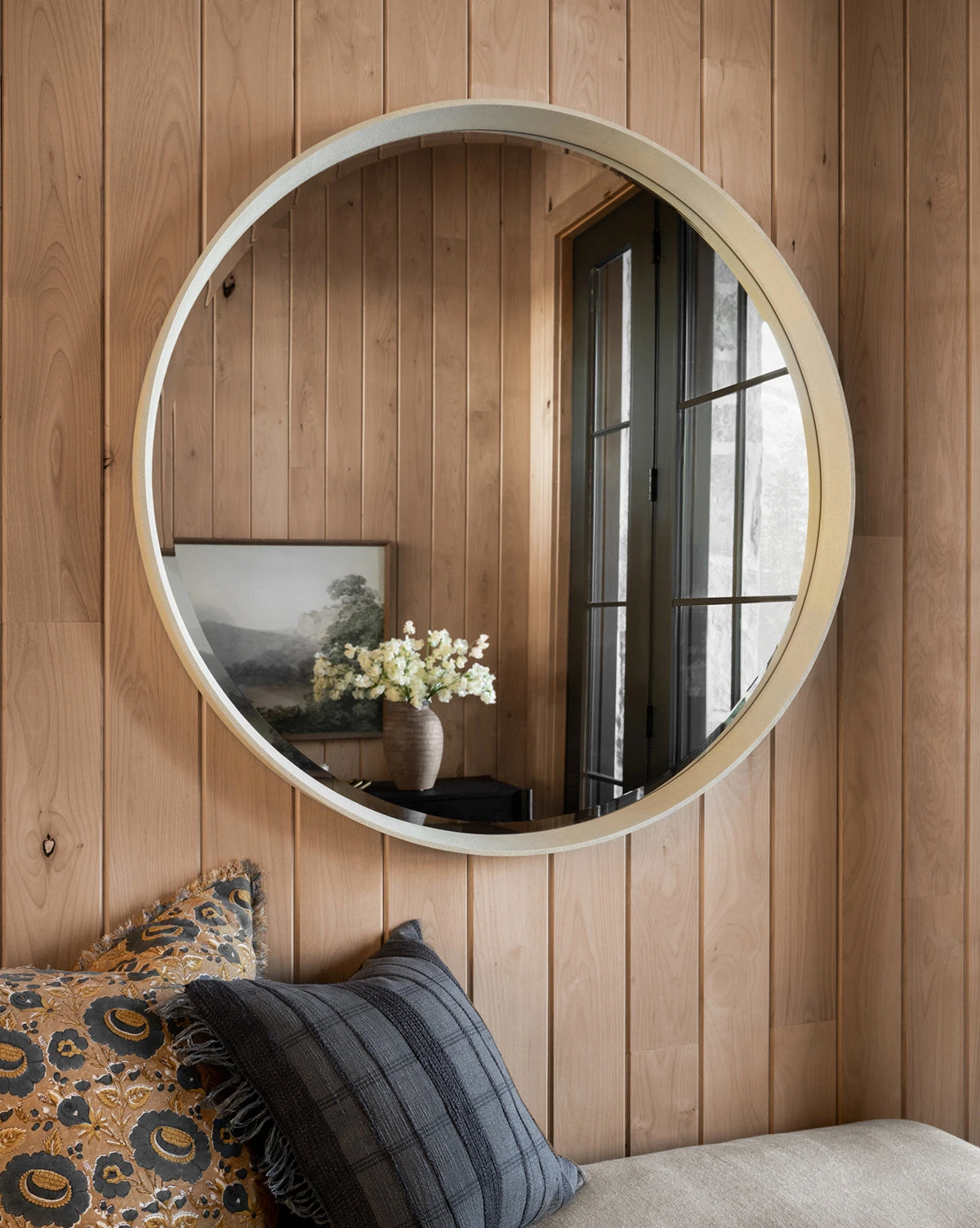 Jillian Round Faux Shagreen Mirror 4 Jillian Round Faux Shagreen Mirror - Image 2