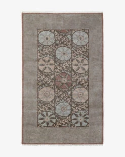 Suzani Hand-Knotted Wool Rug -Bloomingville Shop SuzaniHand KnottedWoolRug MRUG0852 BWN 5x8 1