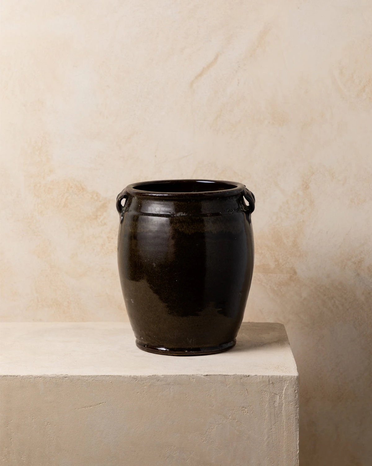 Vintage Black Dual Handled Jar 3 Vintage Black Dual Handled Jar